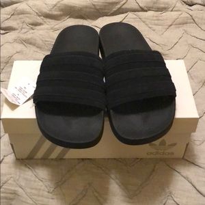 Custom Black Adidas Slides!